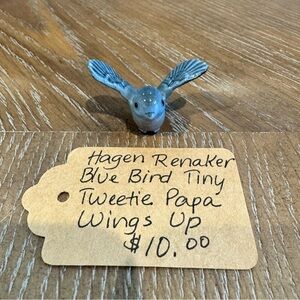 Vintage Hagen Renaker Blue Bird Tiny Teeetie Papa Wings Up Figurine